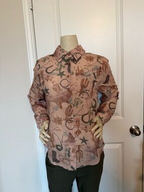 Le Lis Light Brown Western Print Button Down Shirt
